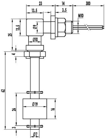 磁性浮球開關(guān)MR0862-P側(cè)位結(jié)構(gòu)圖